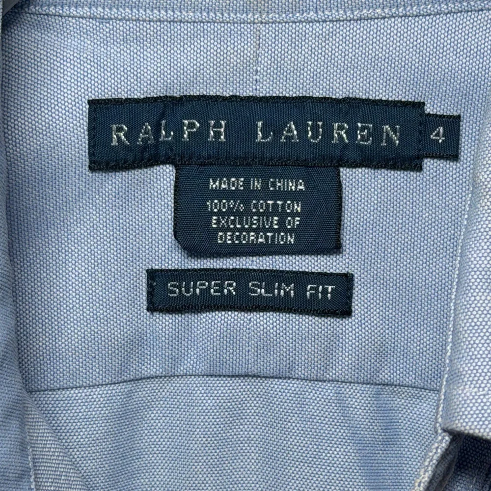 Ralph Lauren Blue Super Slim Fit Oxford Button Down Shirt Size 4 - Picture 2 of 4